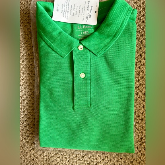 NWT L.L. Bean Double L Polo Bright Kelly Green Short Sleeve - Picture 2 of 7